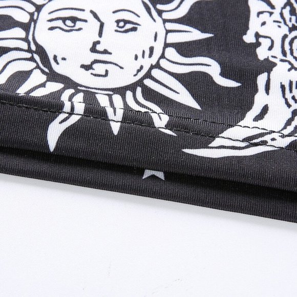 Celestial Print Halter Crop Top Witchy Boho Moon - Picture 3 of 8